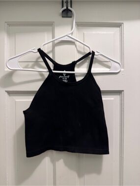 Free people movementBlack Ribbed Halter Crop Top M/L
